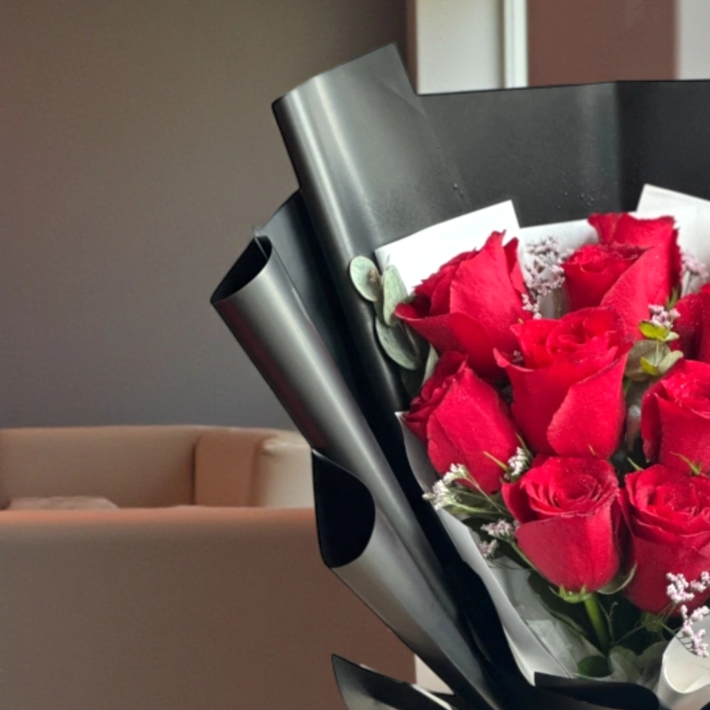 A bouquet of 11 red roses nice wrapping
