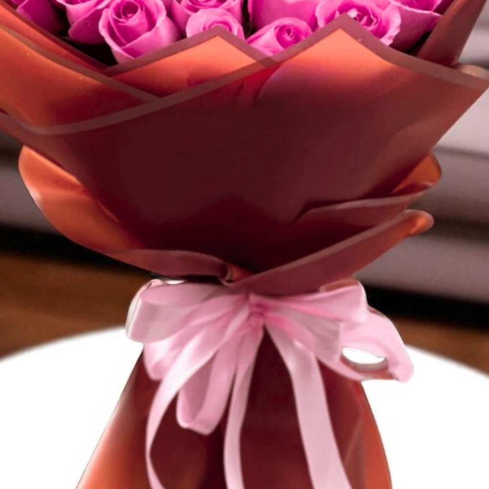 A bouquet of 50 pink roses in a nice wrapping