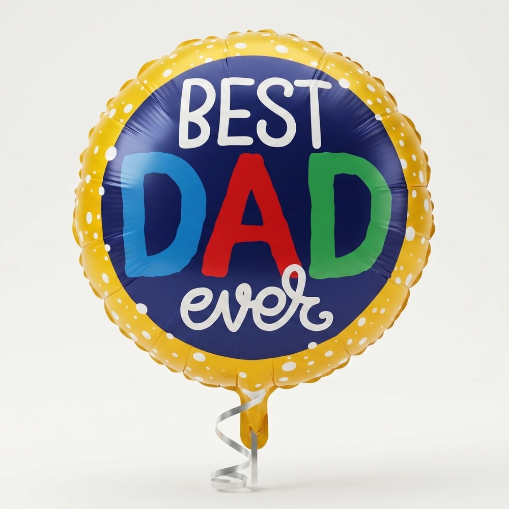 Best Dad Ever Father's Day 18-inch multi-color foil balloon for dad gifts, flower bouquets, cakes, and celebration surprises