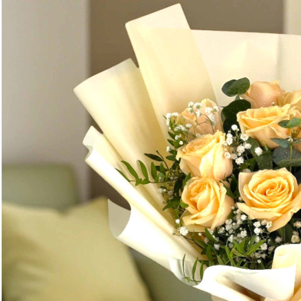 10 peach rose bouquet