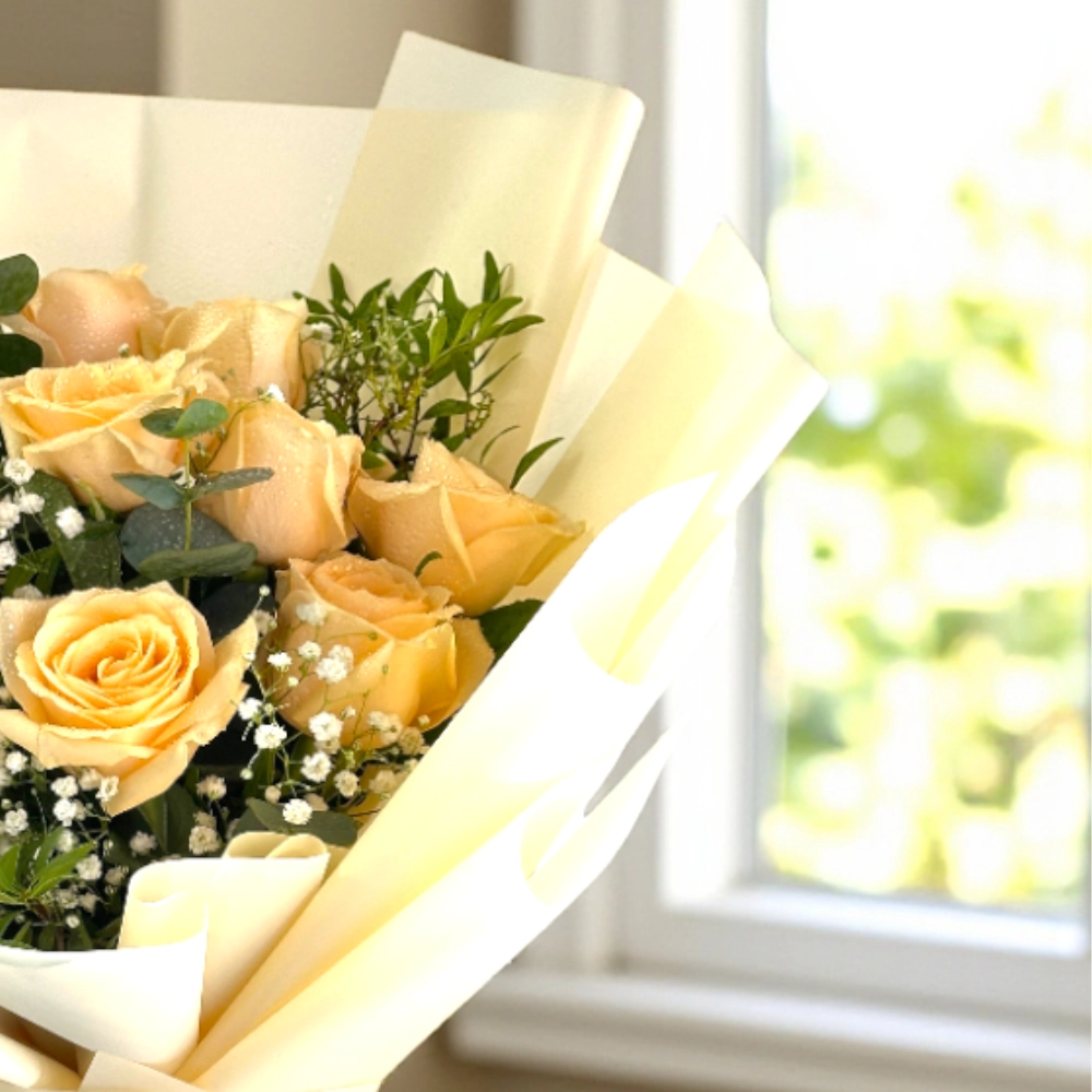 10 peach rose bouquet