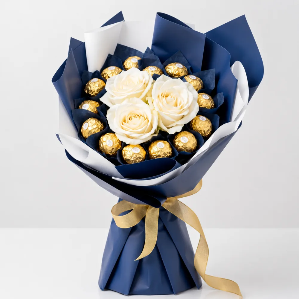 15-ferrero-rocher-&-3-white-rose-father's-day-bouquet-2