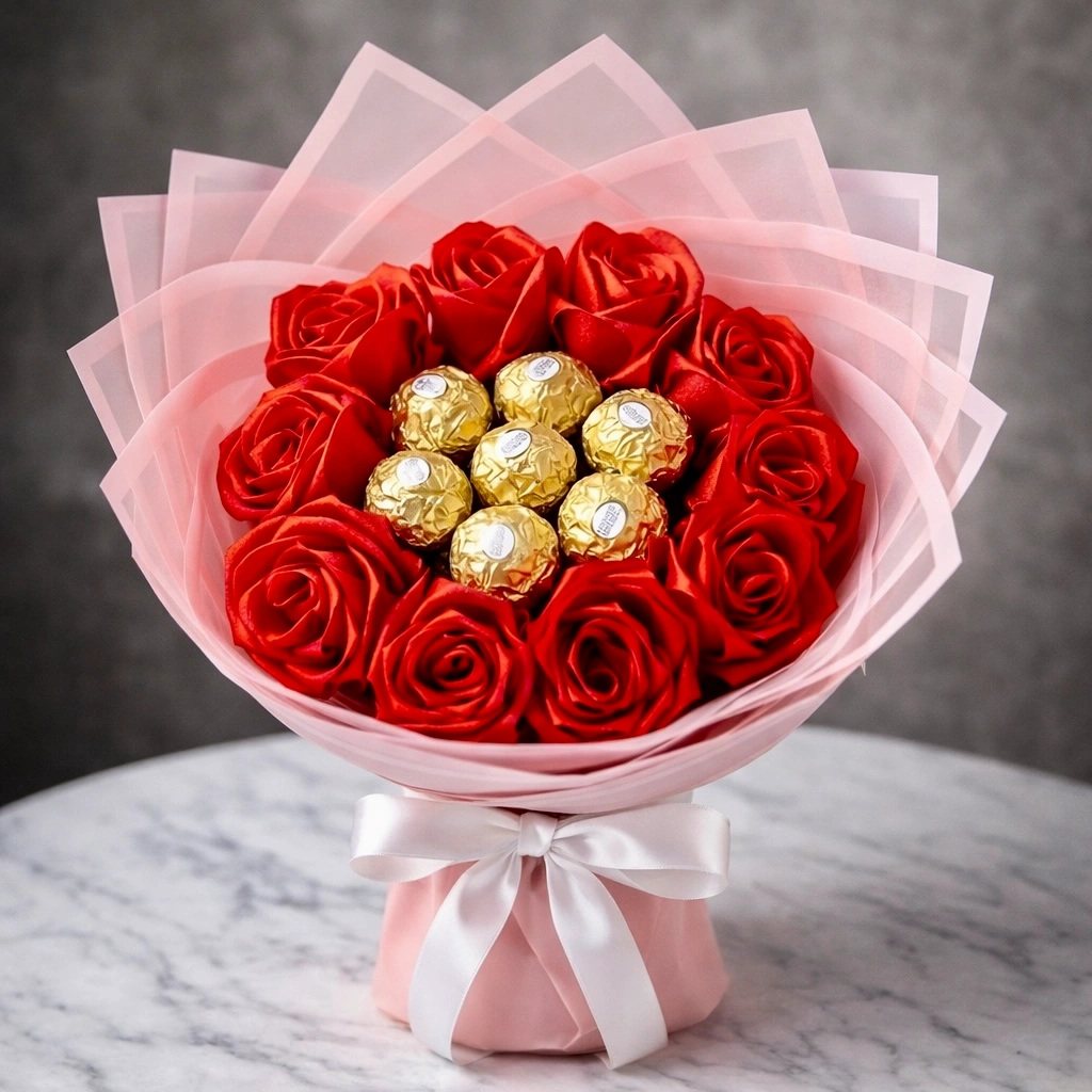 7-Ferrero-Rocher-with-11-Red-Roses-Bouquet-Classic-Romantic-Gift-2
