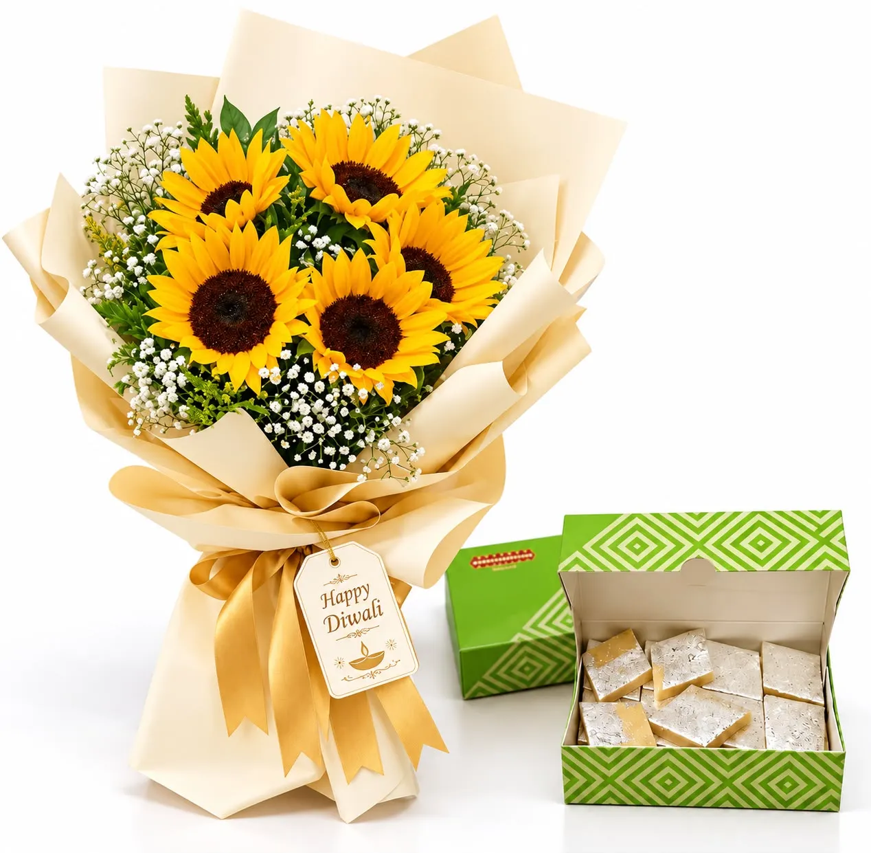 Diwali-Sunshine-Blooms-&-Kaju-Katli-Combo-2