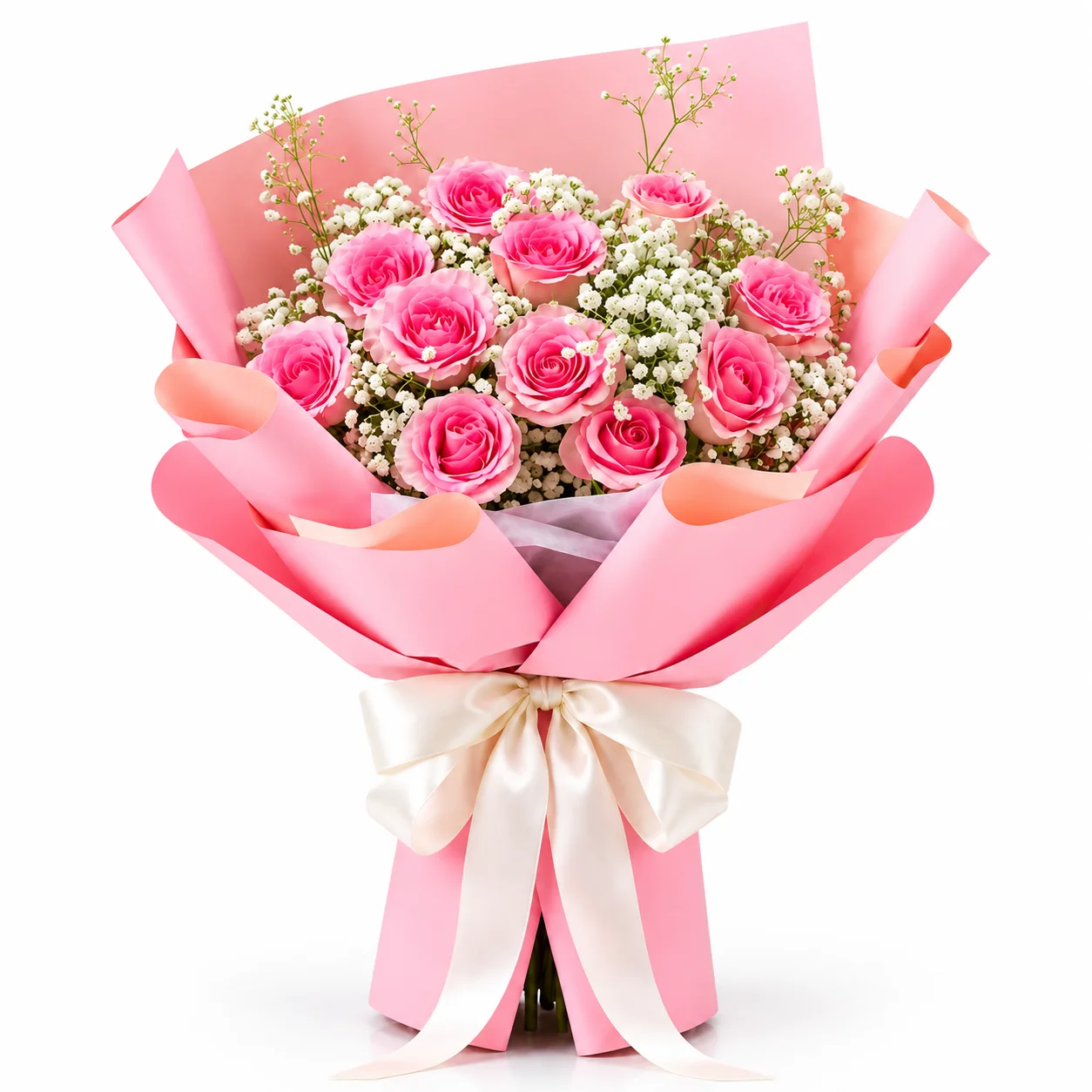 11 fresh pink roses bouquet for teacher appreciation and Teachers Day celebration