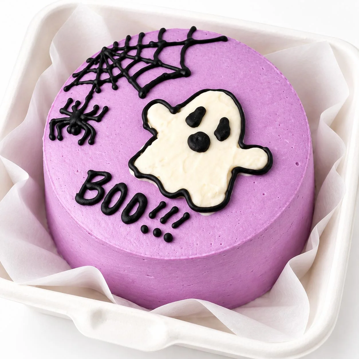Ghost Boo Halloween Bento Cake 200g with a cute ghost design, a fresh handcrafted mini cake for Halloween