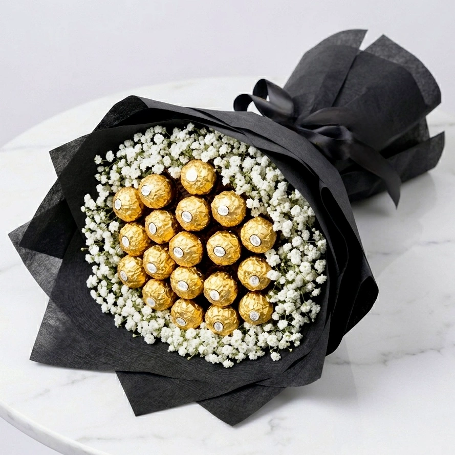 Golden-Gypsophila-Wrap-21-Ferrero-rocher-chocolates-2