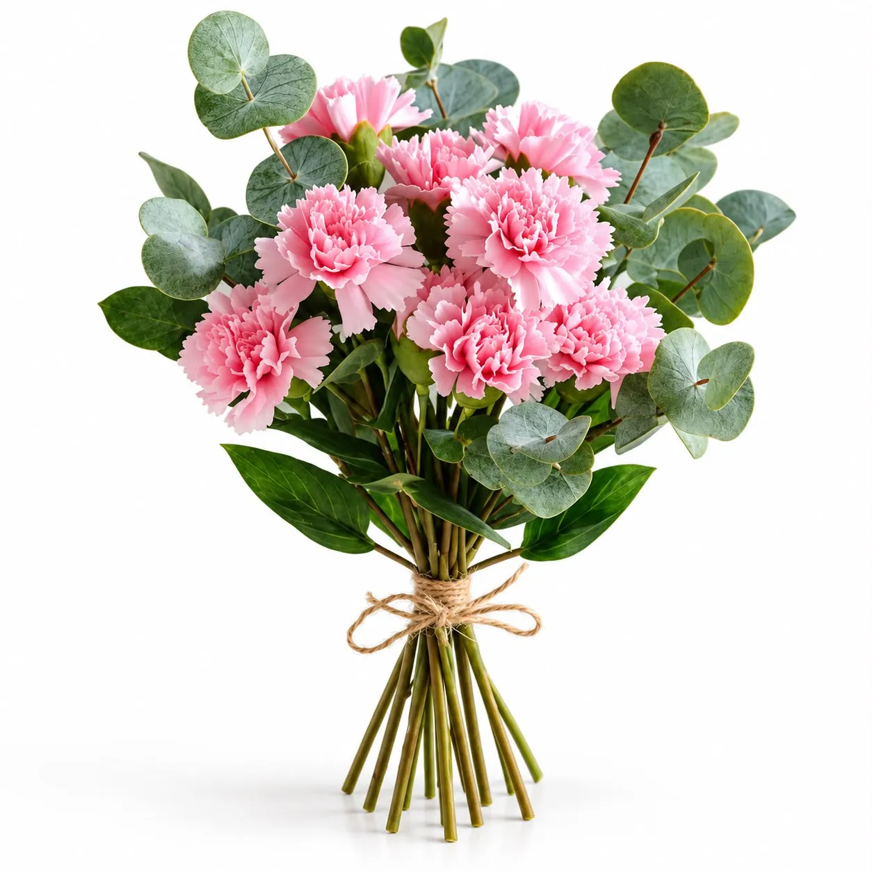 Lovely 10 pink carnations bunch gathered with care, a simple floral gift from RoseCharmFlowers