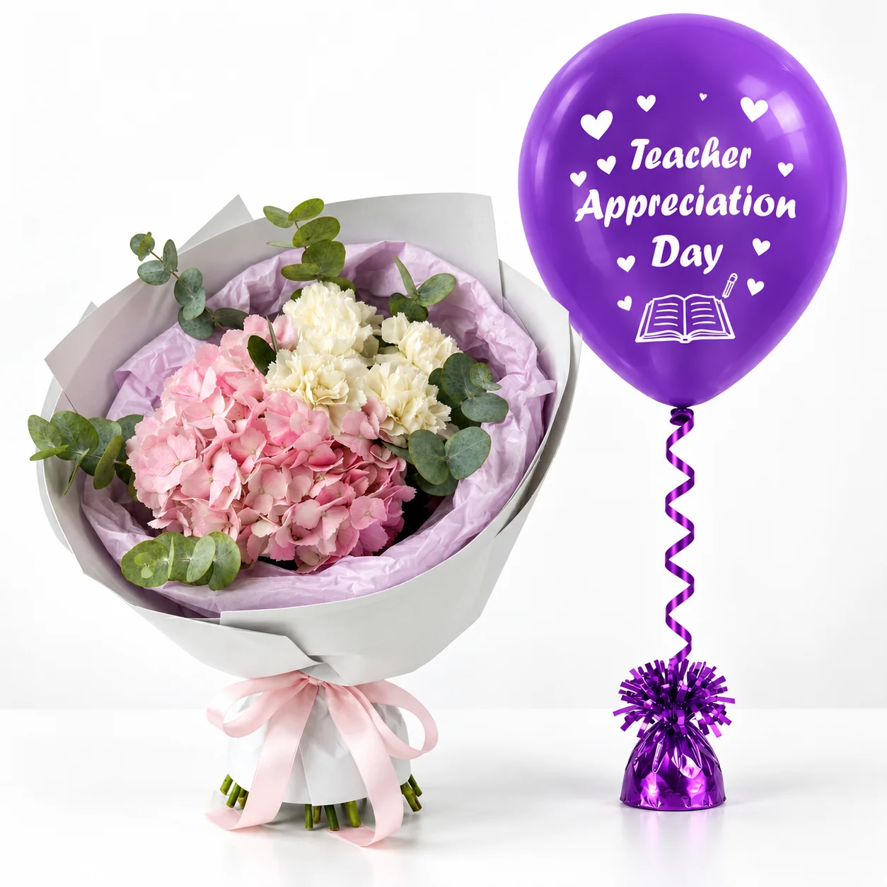 Pink-Hydrangea-&-White-Carnation-Teacher-Combo-2