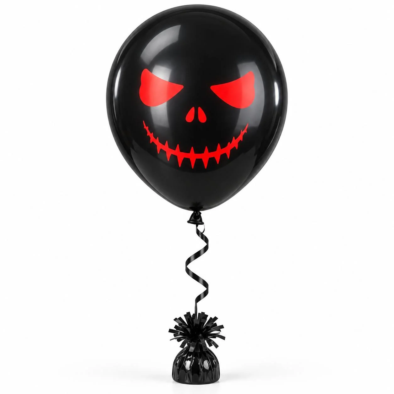 Spooky Black Halloween Balloon floating as a mysterious party decoration for Halloween celebrations