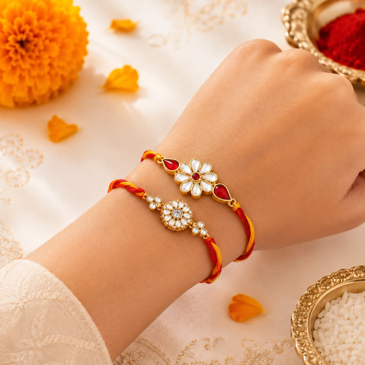 crystal accents and handcrafted festive threads