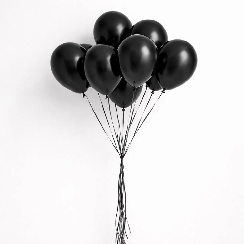 Premium black latex balloon set with 12 balloons for birthday parties, Halloween decorations, and elegant event décor