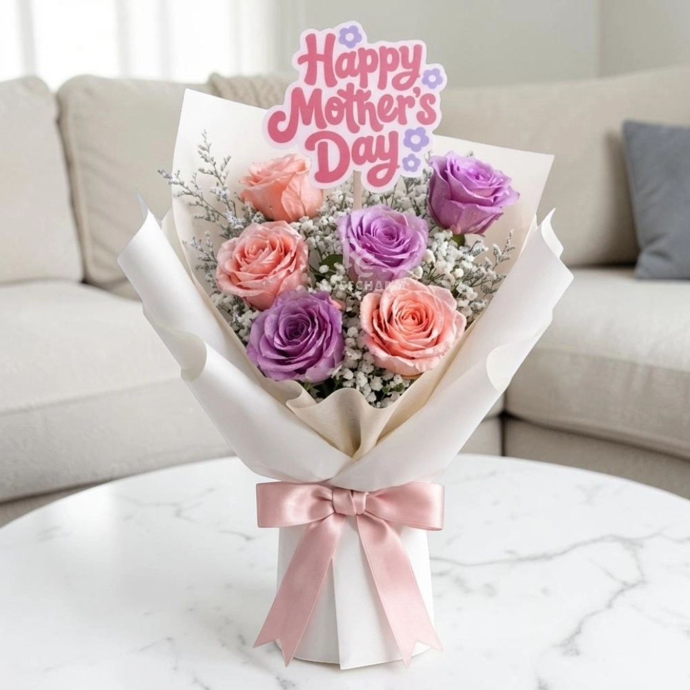 mothers-day-bliss-6-rose-pink-purple-bouquet-with-topper-2