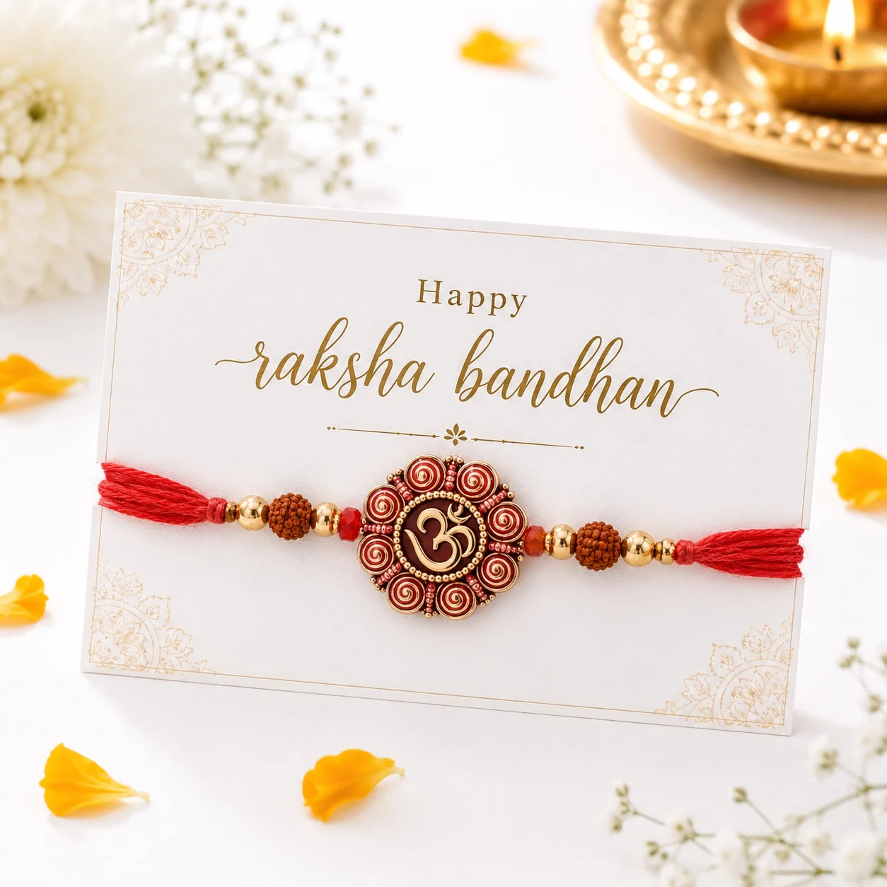 and handcrafted festive red thread