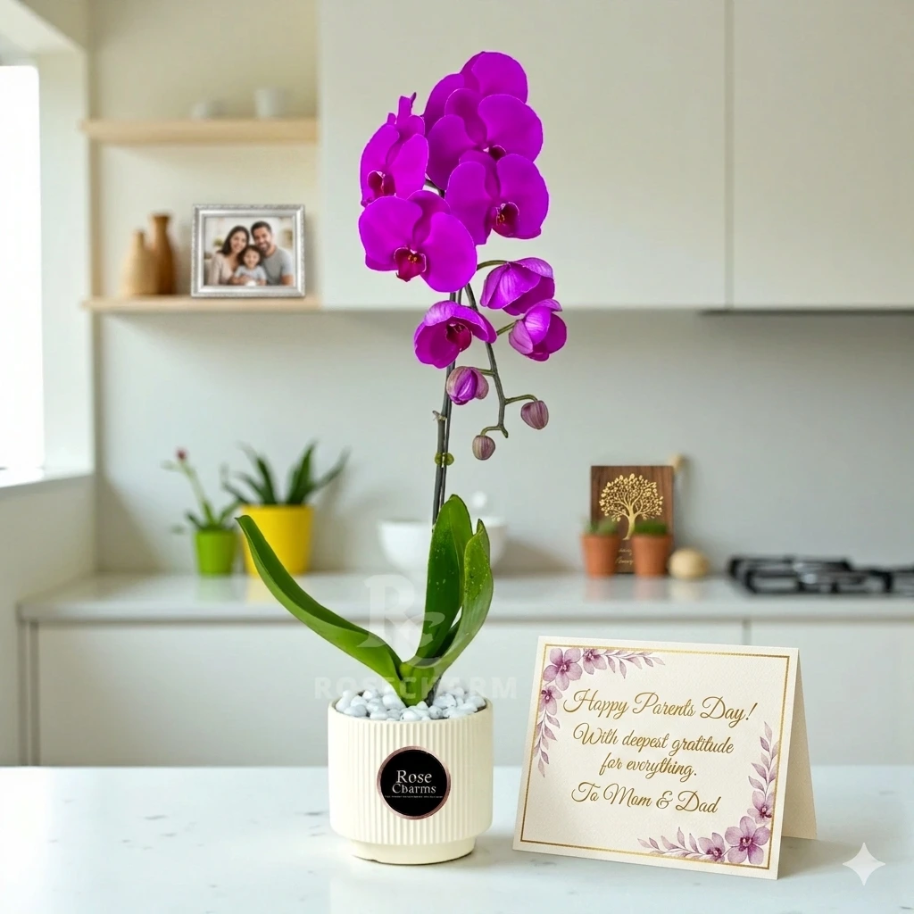 purple phalaenopsis orchid plant for parents day gift uae