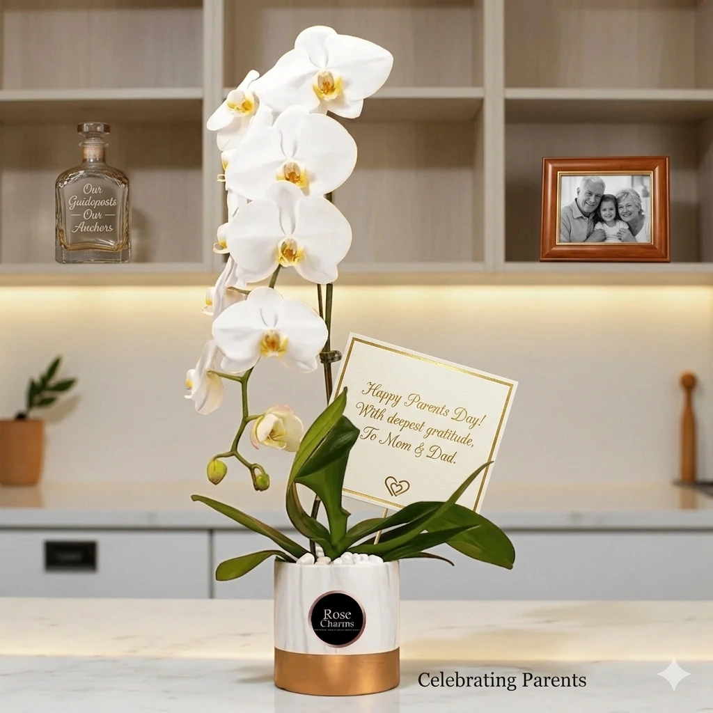 white phalaenopsis orchid plant for parents day gift uae